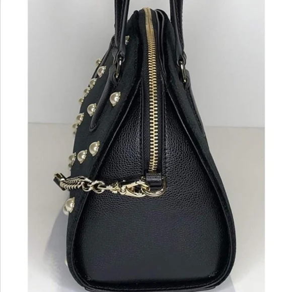 EUC Kate Spade New York Reily Laurel Way Blk Velvet Pearl Stud Crossbody Handbag - Picture 4 of 10